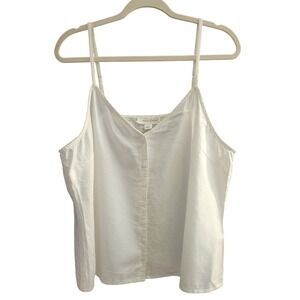 Treasure & Bond Women's Tank Top White Linen Blend Button Front XL